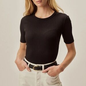 Buck Mason surplus rib tee S black crewneck short sleeve ribbed top timeless